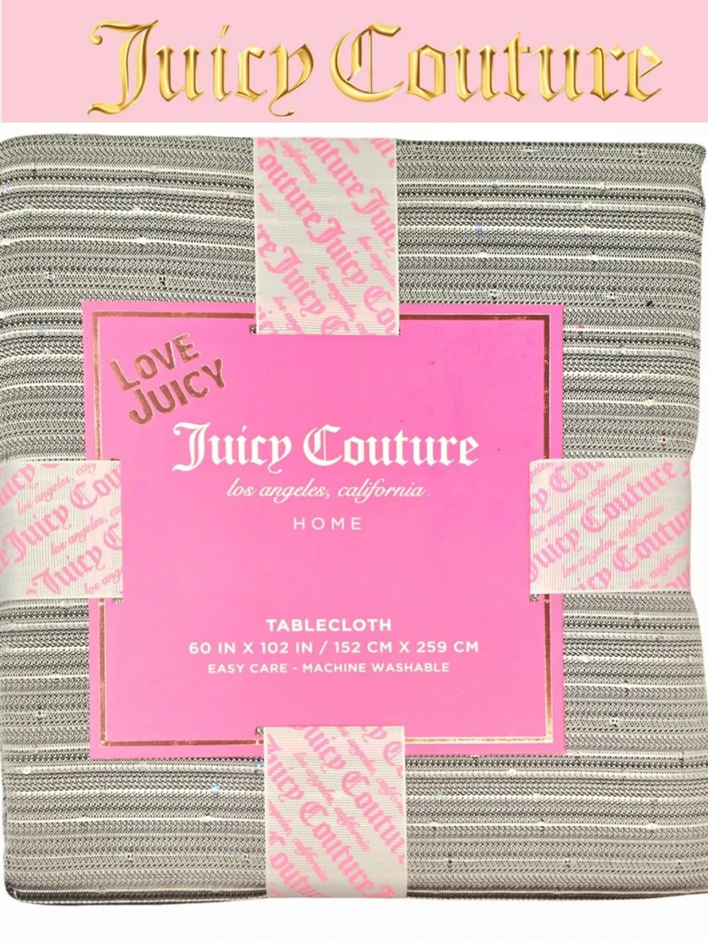 Juicy Couture Home Stripe Glitter Tablecloth